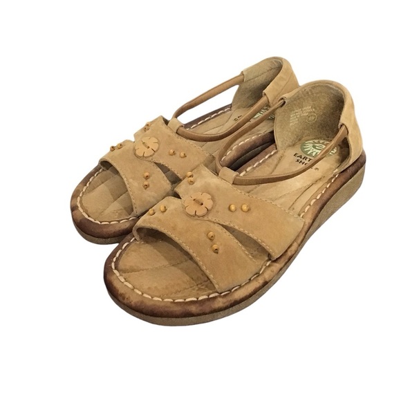 Earth Shoe Gelron 2000 Brown Suede Leather Slip On Sandals Size 6W - Picture 2 of 7